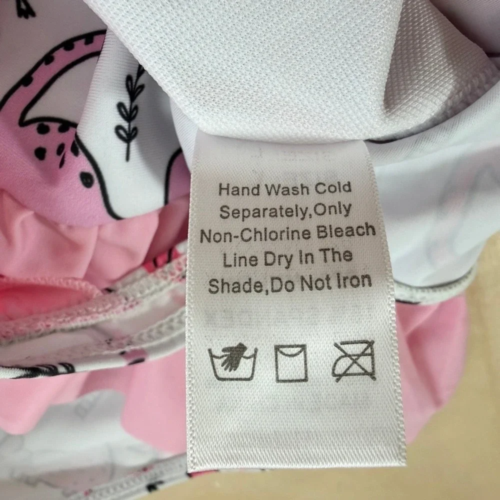 Unbranded Girls Pink Dinosaur Skirted One Piece Swimsuit 3T NWOT Ruffle